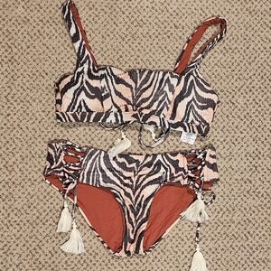 Two piece zebra print Becca swimsuit